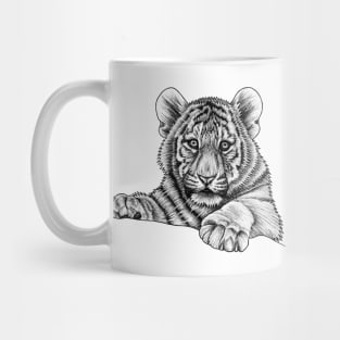 Amur tiger cub - ink illustration Mug